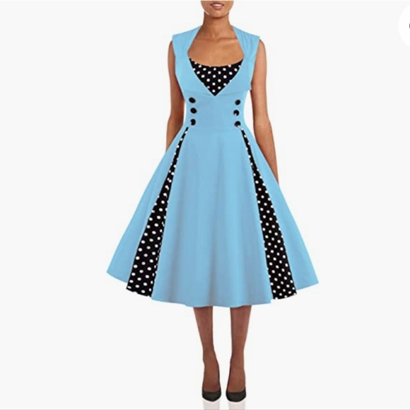 None Dresses & Skirts - Unbranded Polkadot Blue Plus Size 4X